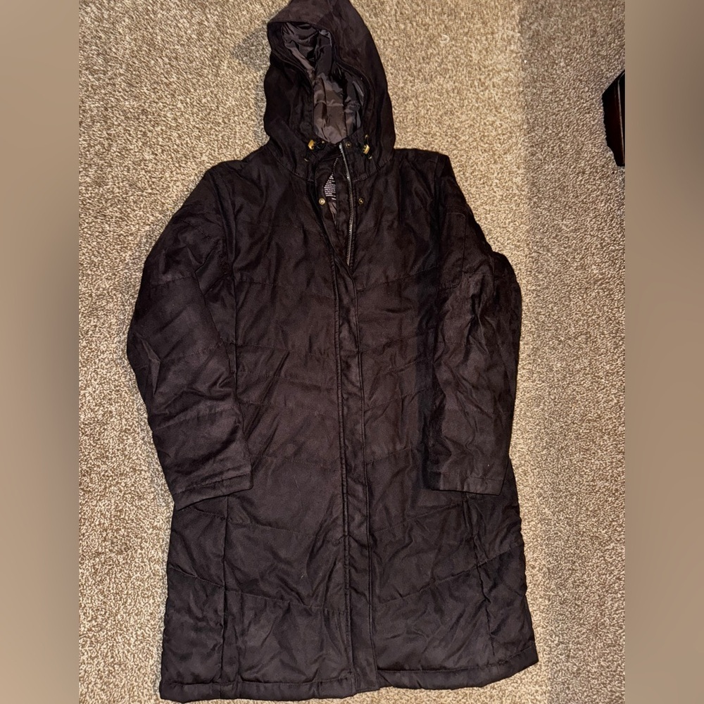 L.L. Bean Women's Black Long Hooded Puffer Coat
